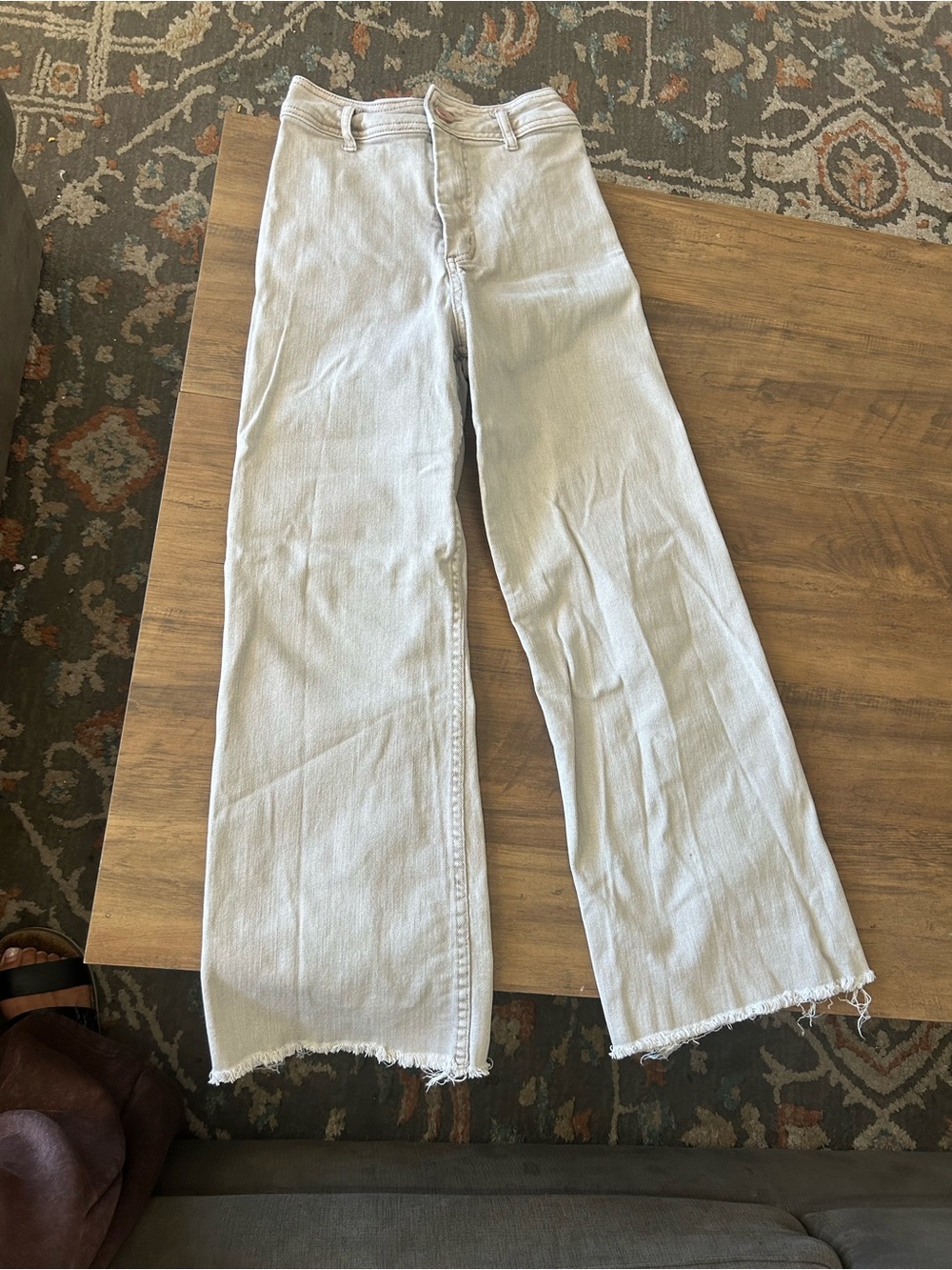 Wide-Leg Flare Jeans in Light Beige - Soft Neutral Style beige 24 00